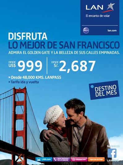 Promociones LAN vuelos internacionales Julio 2012 - Lima-San Francisco-Lima