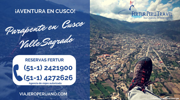 Deportes de Aventura en Cusco con vuelo Parapente Tandem