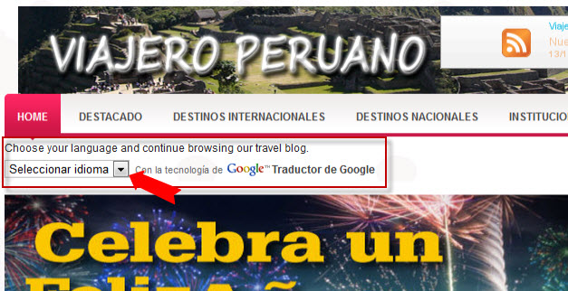 Bog de viajes en varios idiomas - Con ayuda de Google Traductor
