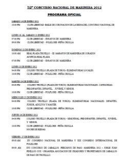 Documento PDF con el programa Oficial del 52º Concurso Nacional de Marinera2012