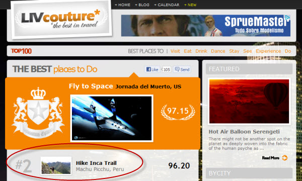 Web en viajes y turismo LIVcouture dio el segundo lugar al Camino Inca