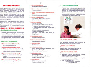 Tríptico informativo del Centro de Vacunación y Certificación Internacional en Perú