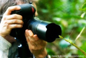 Cámaras de fotografía profesional en el tour de Tambopata