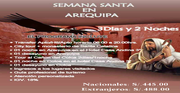 Banner de Semana Santa en Arequipa 3 dias 2 noches