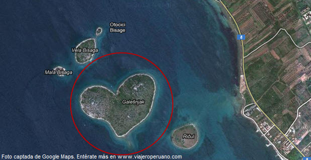 Isla en forma de corazón en Croacia