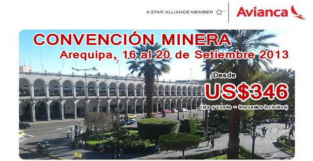 Vuelos desde Lima a Arequipa para Perumin 2013