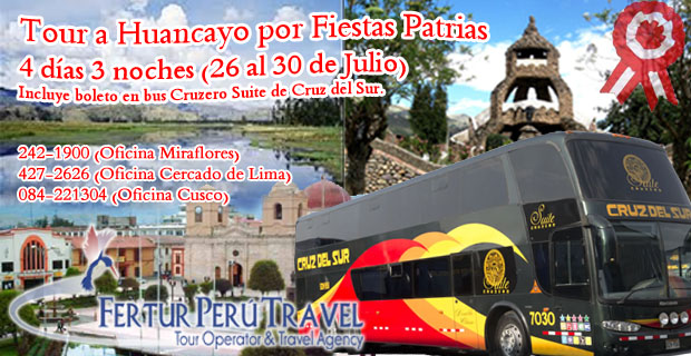 Turismo en Huancayo en bus con Cruz del Sur