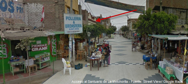 Entrada al Santuario de La Melchorita en Grocio Prado, Chincha.