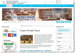 Insignia Bravo de TripAdvisor para Fertur Perú Travel