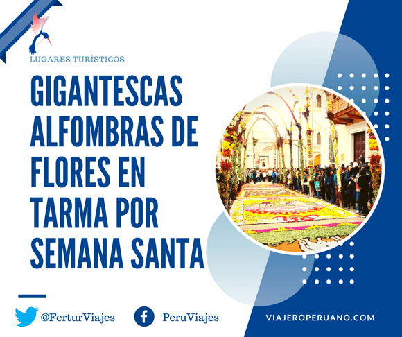 Imagen de gigante alfombra floral en Tarma por Semana Santa, vía agencia andina