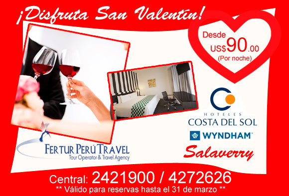 Promoción San Valentín 2016 en el Hotel Costa del Sol Salaverry