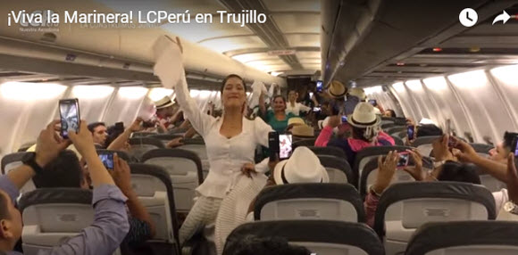 En avión de LC Perú hacen coreografía de la marinera