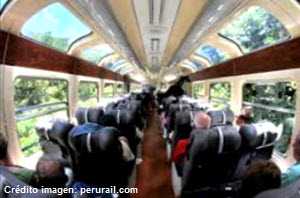 Interior del vagón Vistadome de PerúRail