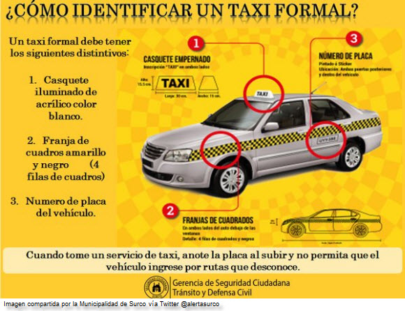 Identificar un taxi formal en la ciudad de Lima