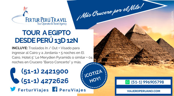 Pide hoy el tour a Egipto desde Perú: Viaje de 13 días con Crucero por el Nilo vía Fertur Peru Travel