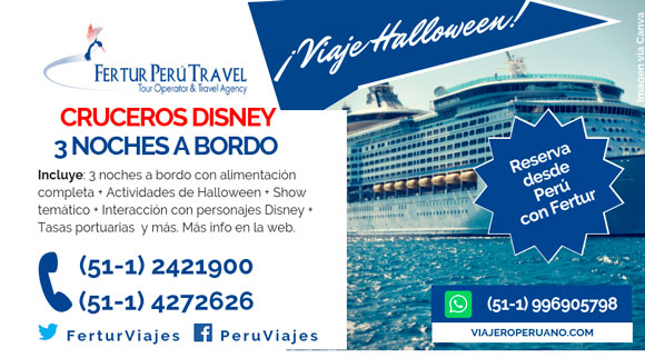 Crucero Disney desde Perú por Halloween con Shows temáticos.