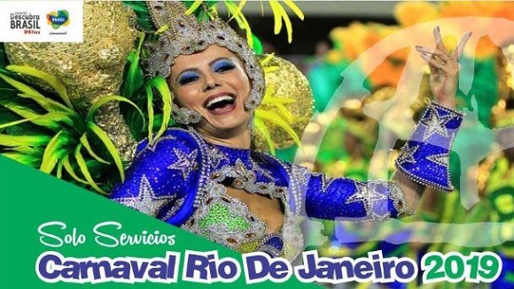 Carnaval Río de Janeiro 2019: Danza de garota con traje de gala de las escuelas de Samba, en Brasil