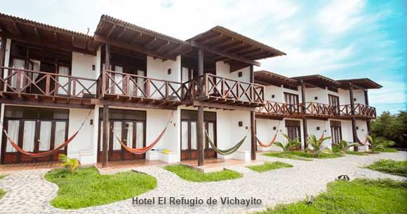 Habitaciones del Hotel El Refugio de Vichayito - Piura, Perú.