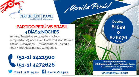 Paquete Partido Perú vs Brasil 2019 en finales