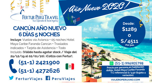 Pertenece hoja comprar Paquete a Cancún Año Nuevo 2024: Desde Lima Todo Incluido