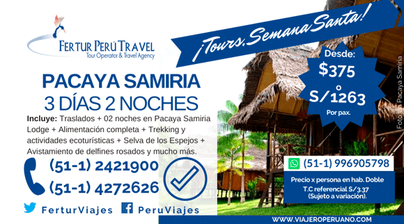 Tour Pacaya Samiria: Precios 3 Días por Semana Santa 2020